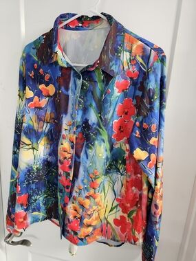 Source Unknown Vibrant Blue Floral Button-Down Shirt
